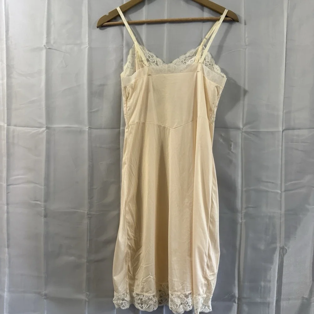 Vtg Slip Dress 34 S Bridal Fairycore Cottagecore Grunge Lace Peach Lingerie Sexy